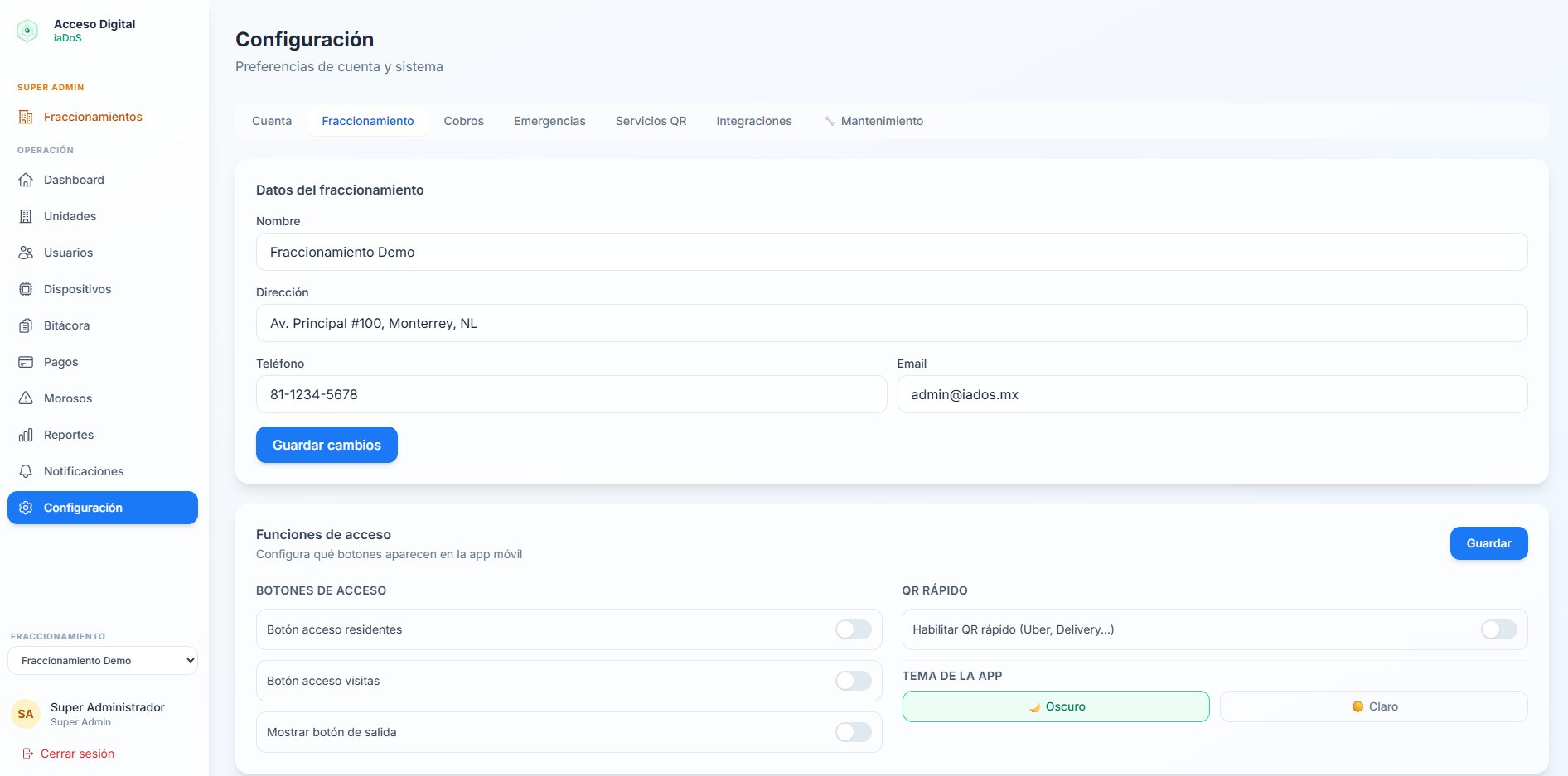 Configuración avanzada