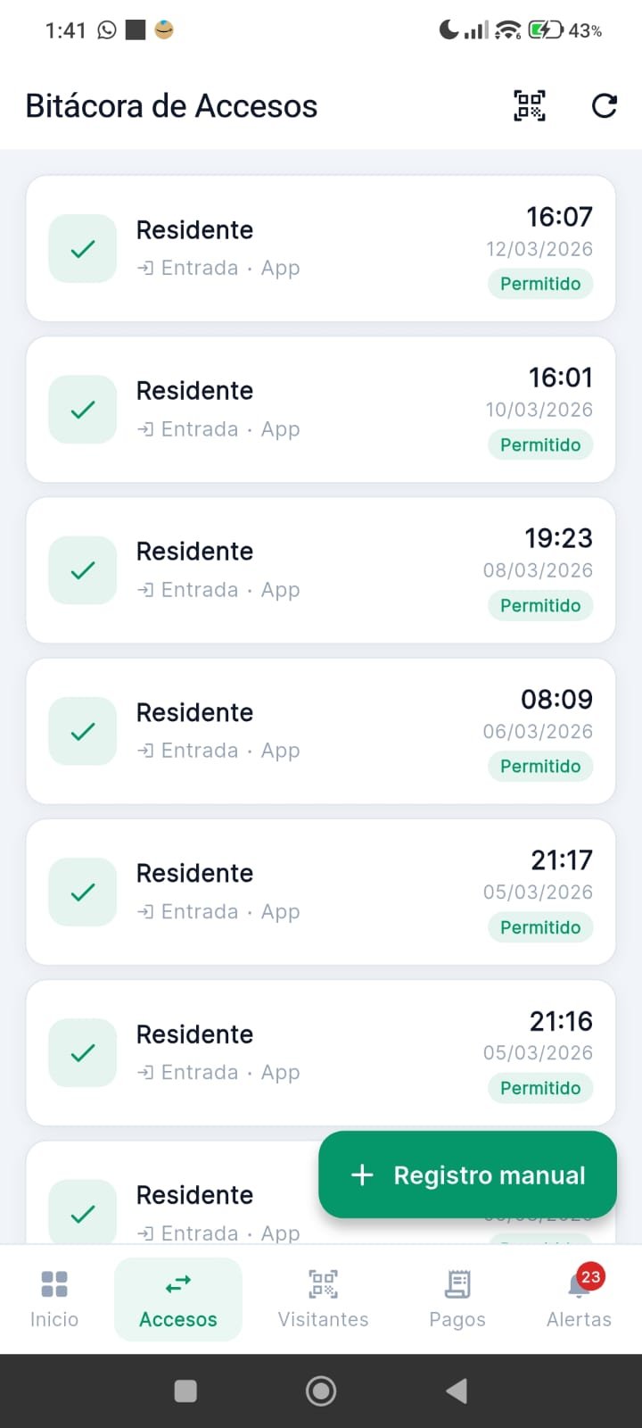 Bitácora de accesos